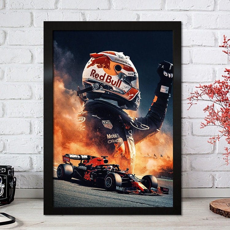 Poster Formel 1 Max Verstappen Rennfahrer Helm Rennwagen Red Bull I Deko Print ohne Rahmen