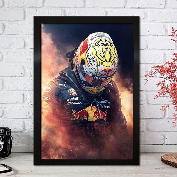 Poster Formel 1 Max Verstappen Rennfahrer Helm Rennwagen Red Bull I Deko Print ohne Rahmen