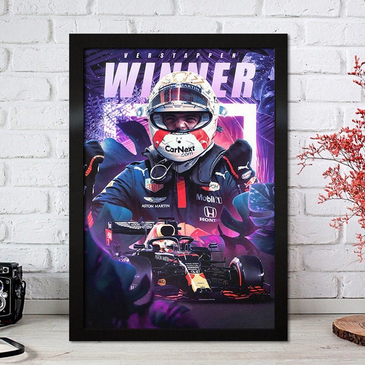 Poster Formel 1 Max Verstappen Rennfahrer Helm Rennwagen Red Bull I Deko Print ohne Rahmen