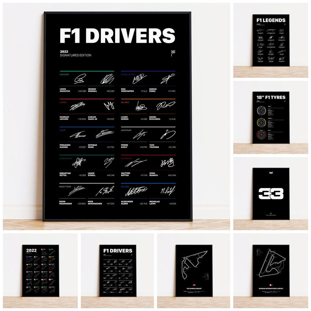 Poster Formel 1 Rennfahrer Legenden Unterschiften I  Deko Print ohne Rahmen