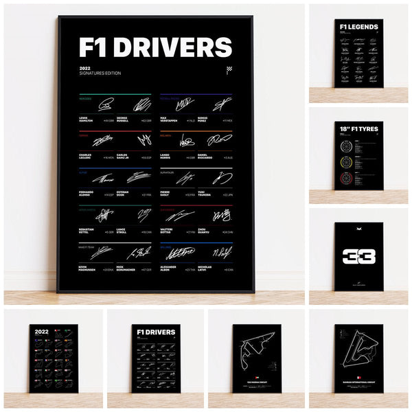 Poster Formel 1 Rennfahrer Legenden Unterschiften I  Deko Print ohne Rahmen