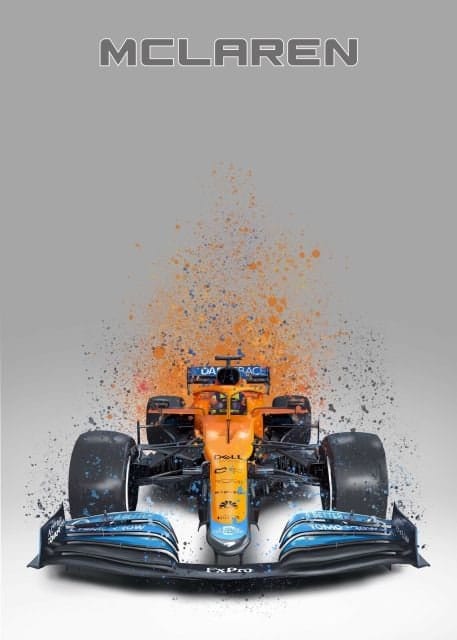 Poster Formel 1  Rennwagen Aquarell I Deko Print ohne Rahmen
