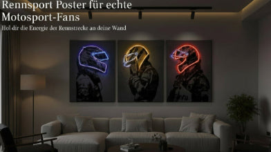 Poster Formula 1 racing driver with neon helmet as a decorative print without a frame